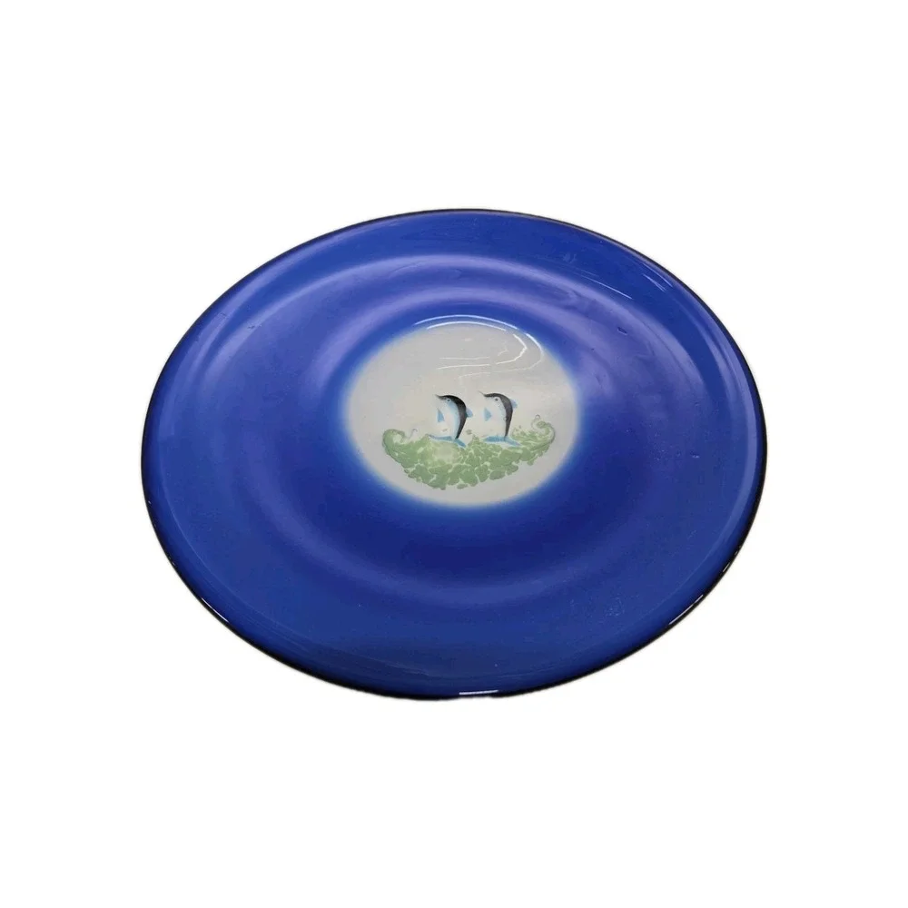 ThriftCHI ~ Murano Art‎ Glass Bowl w Inlaid Dolphins Design